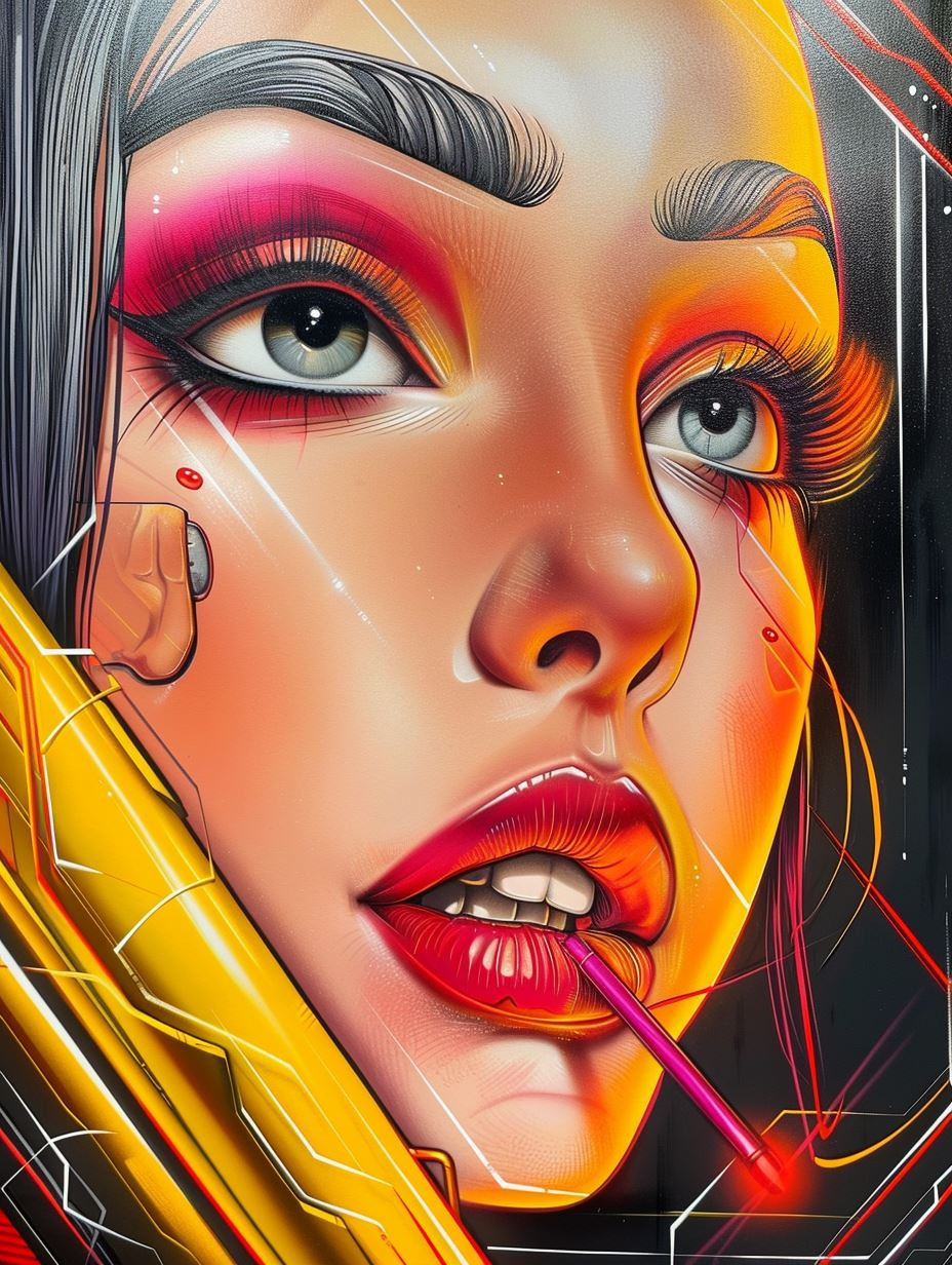 Neon Cybernetic Portrait Glow