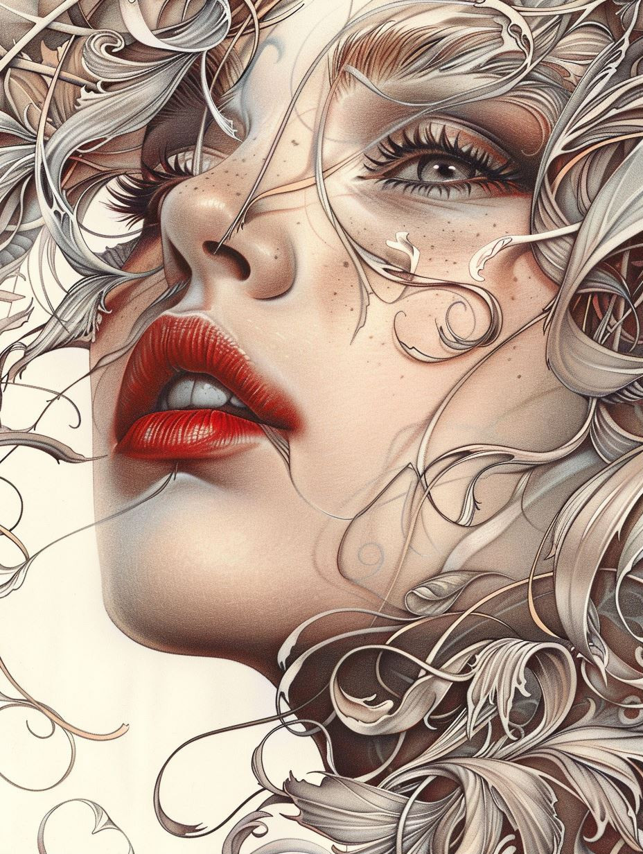 Ethereal Filigree Portrait of Grace - Image 1