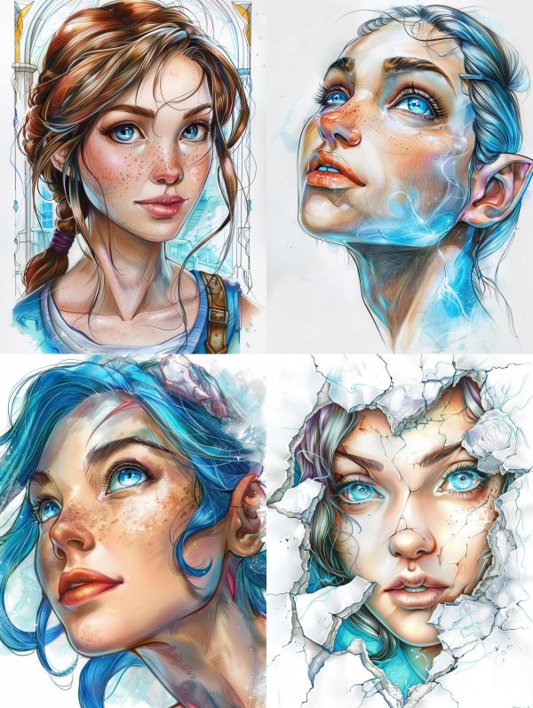 Ethereal Portraits of Azure Spirits