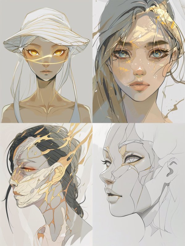 Ethereal Golden Fragment Portraits