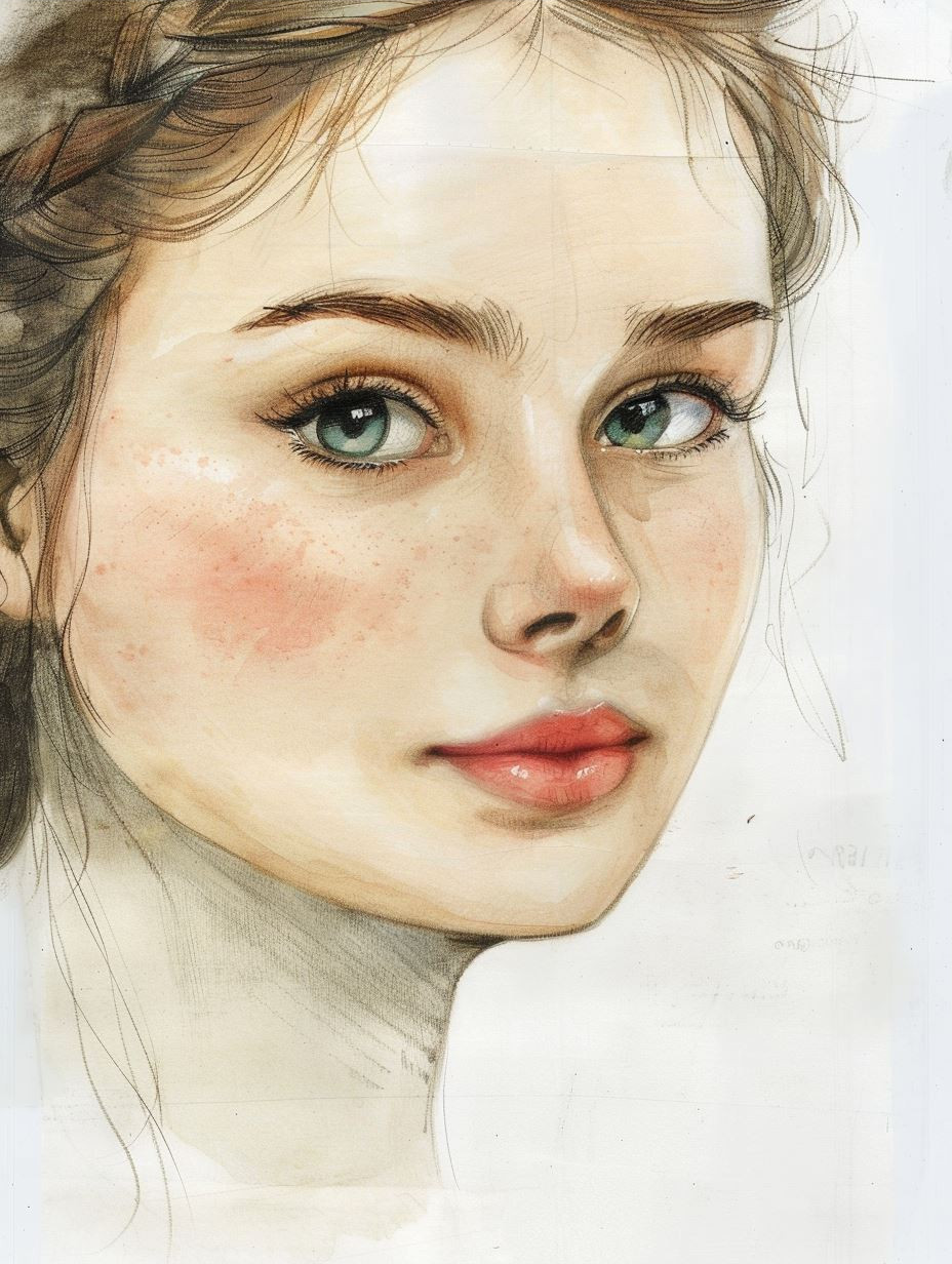Ethereal Watercolor Portrait Studies - Image 3