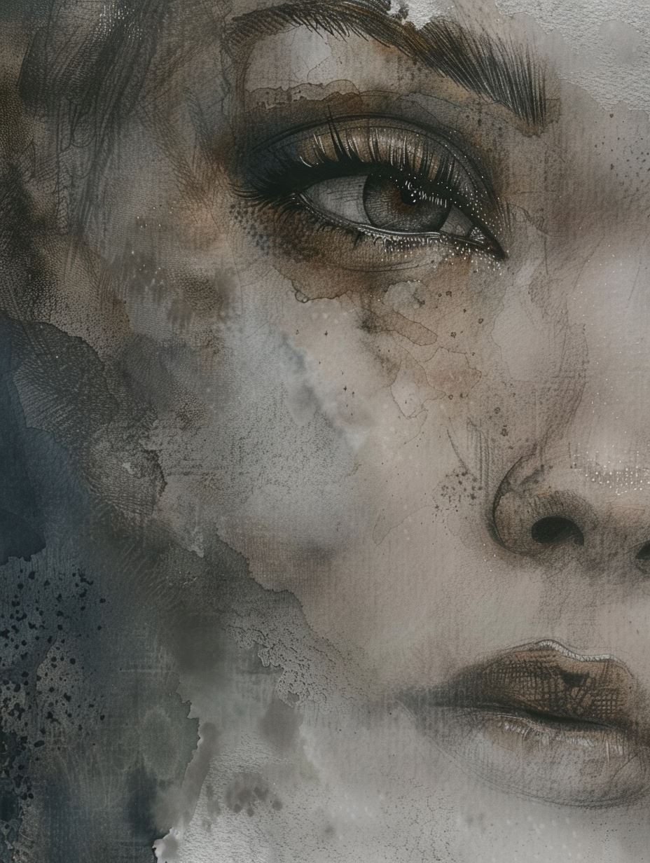 Ethereal Watercolor Portrait in Gold - Image 3