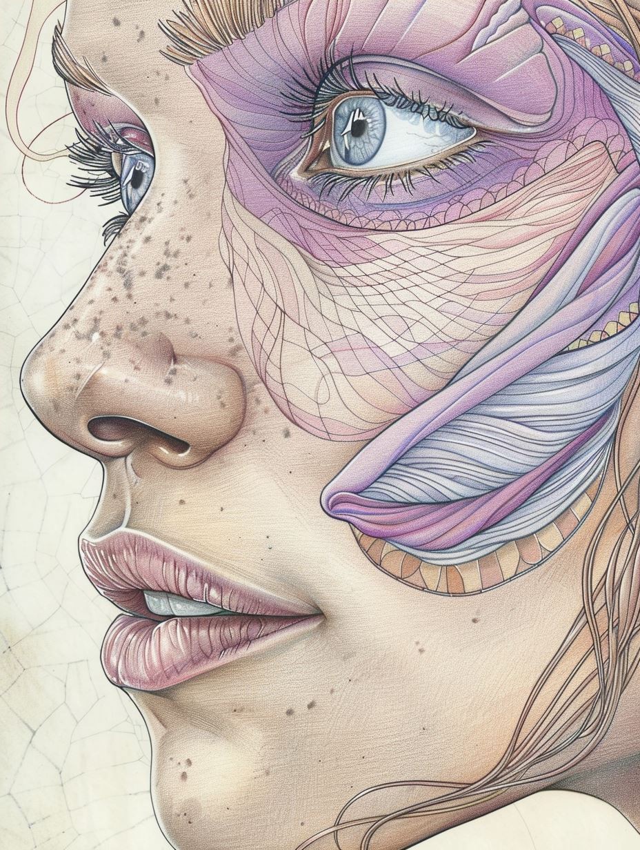 Ethereal Pastel Line Art Portrait - Image 4