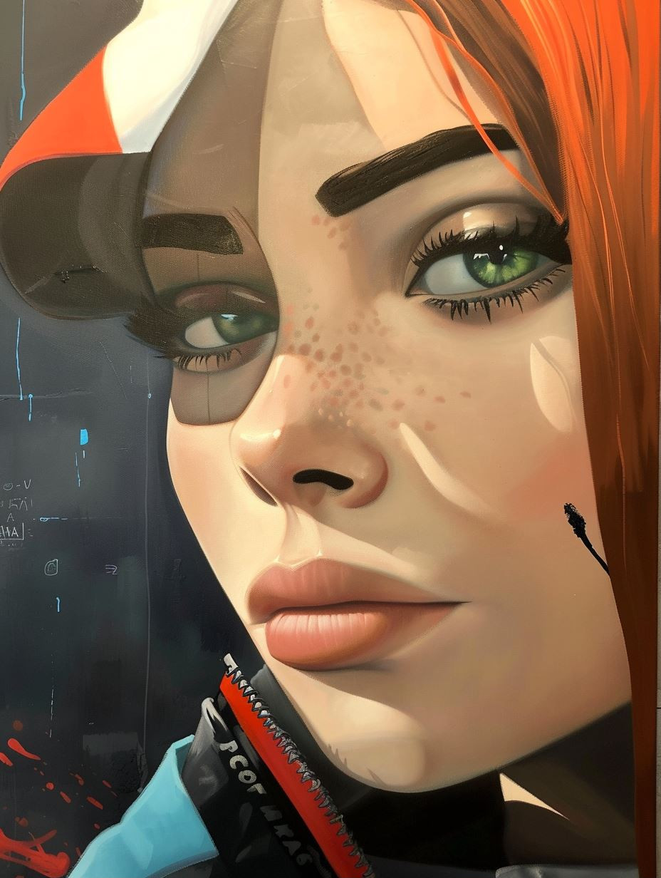 Cyberpunk Neon Ginger Portrait - Image 1