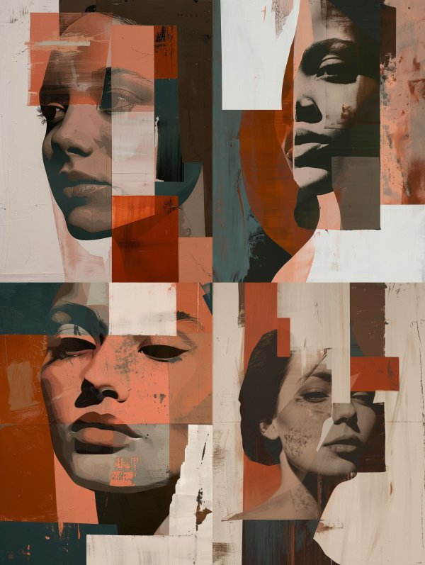 Fragmented Portraits in Earthy Tones