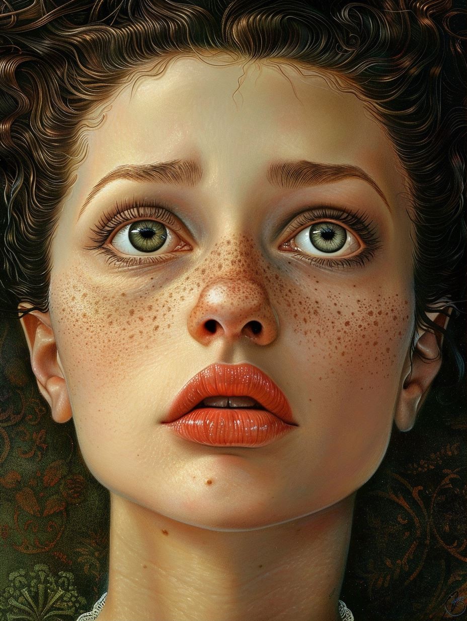 Ethereal Gaze of Freckled Innocence - Image 1