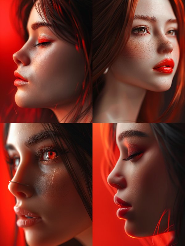 Crimson Glow Ethereal Portraits