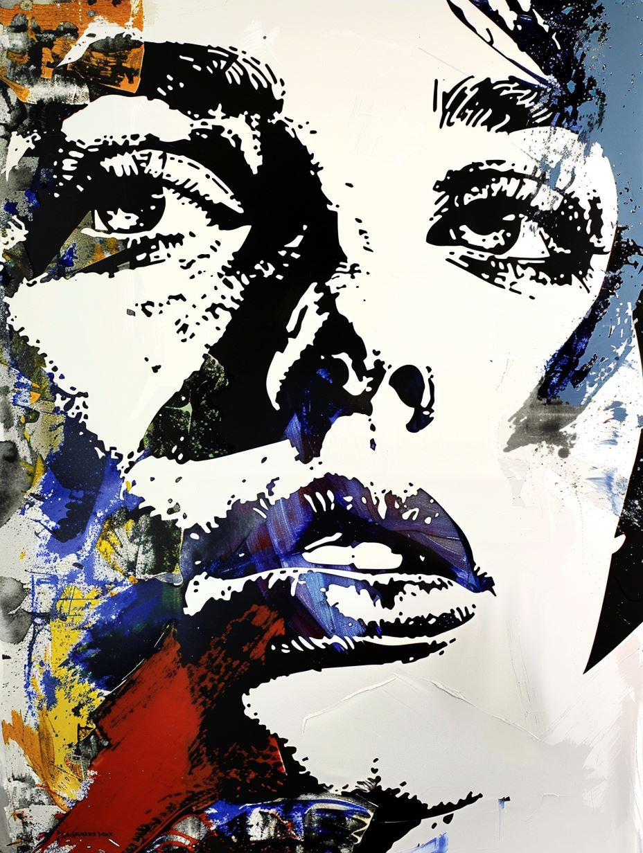 Abstract Cobalt Expressionist Portrait - Image 4