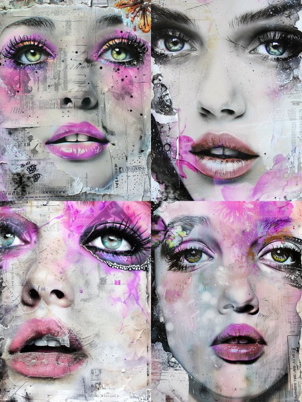 Neon Dreams Mixed Media Portraits