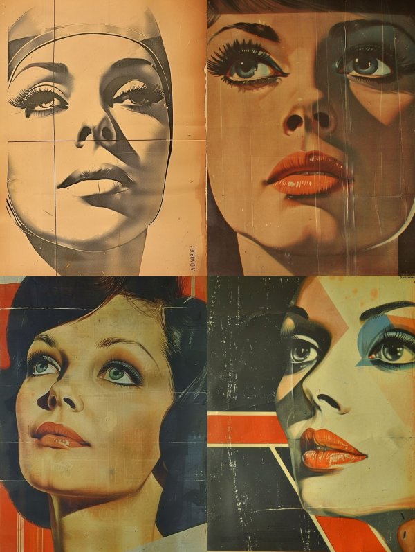 Vintage Mid-Century Pop Art Portraits