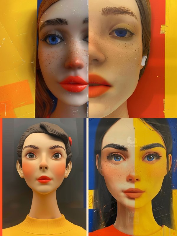 Digital Portraits of Stylized Female Faces