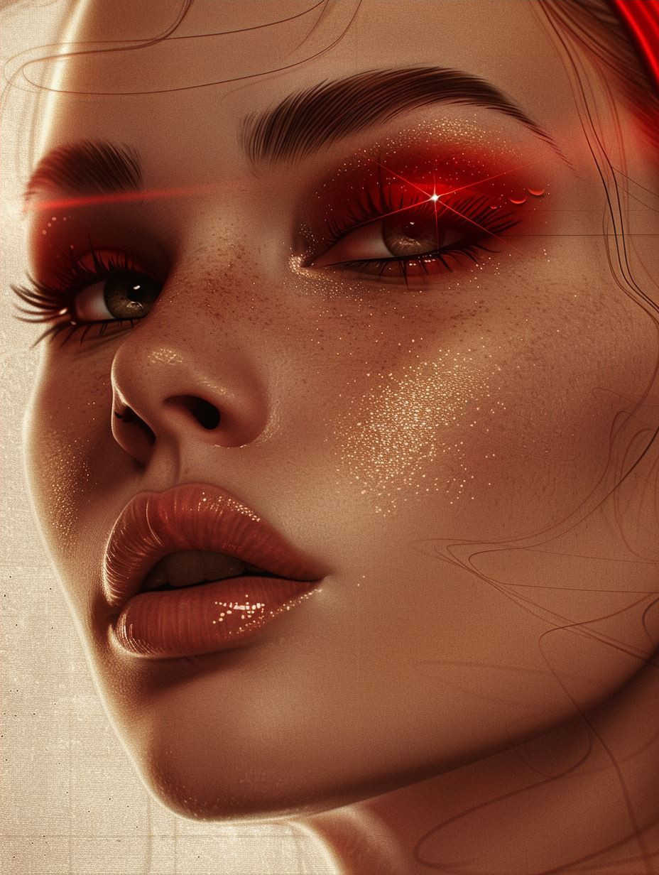 Crimson Circuitry Cybernetic Portrait - Image 4