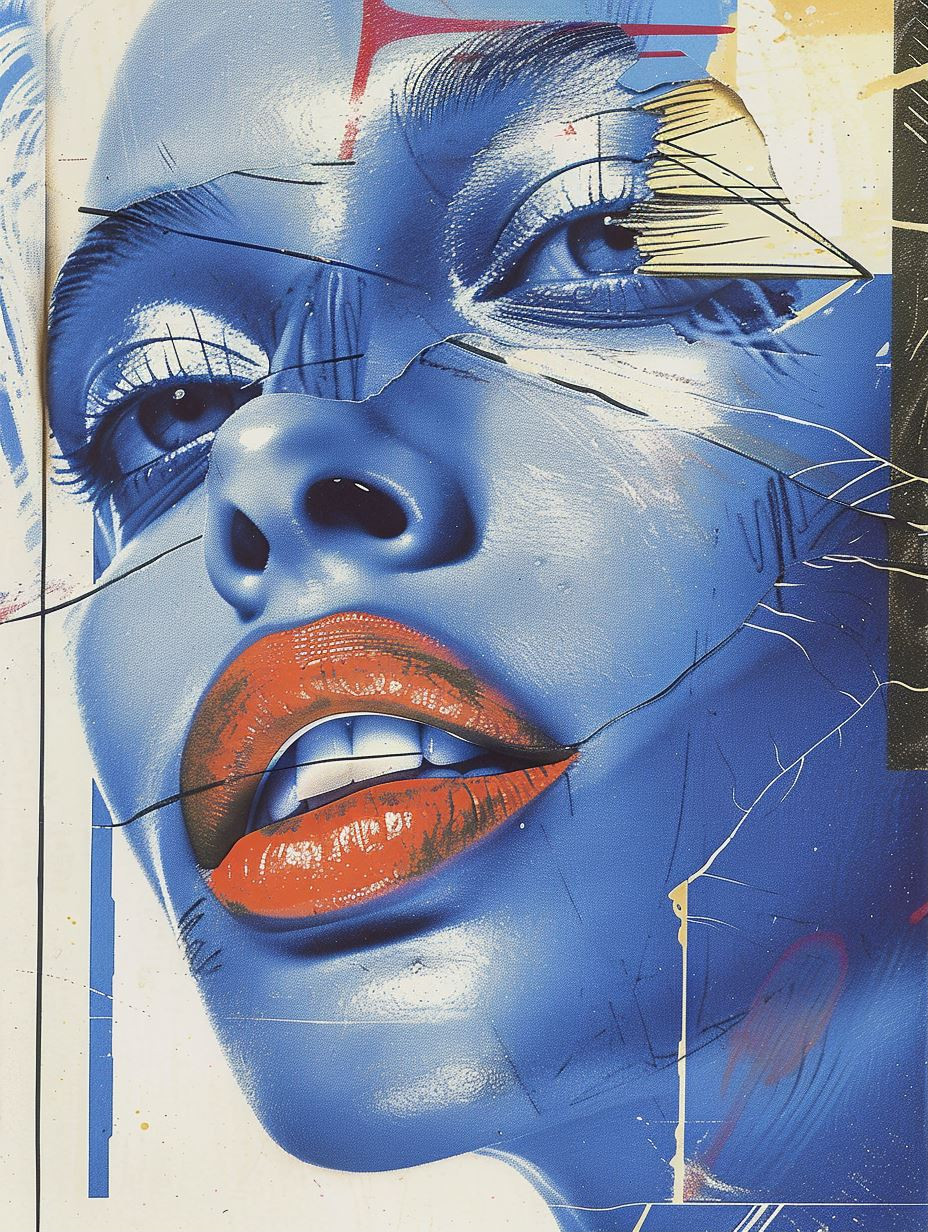 Fragmented Blue Portrait Studies - Image 1