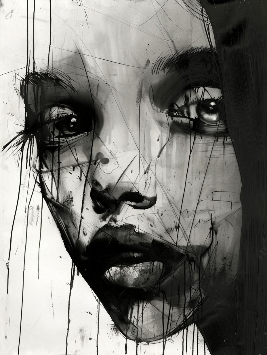 Fragmented Ink Soul Portrait