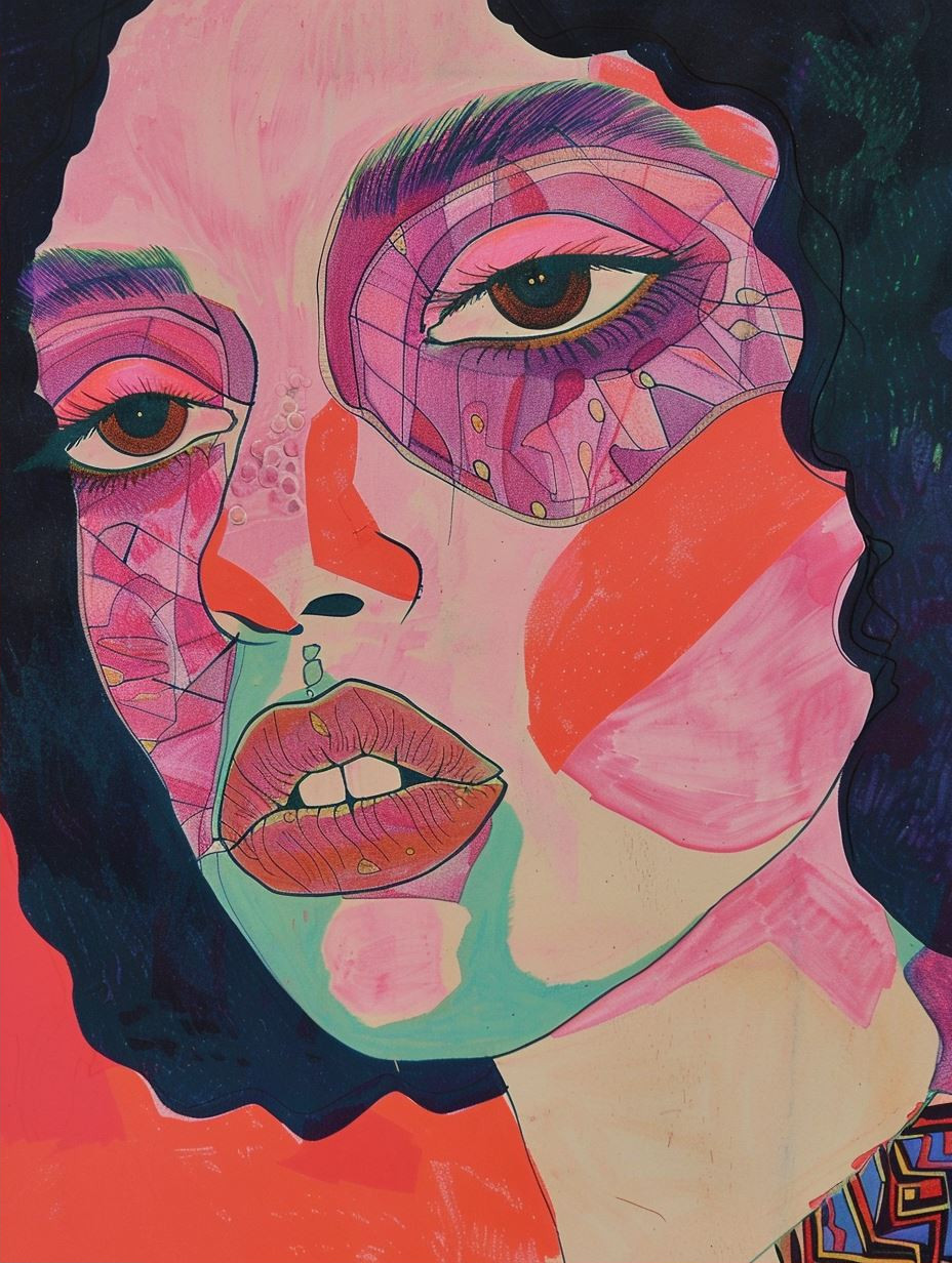 Neon Surrealist Portrait Study - Image 2
