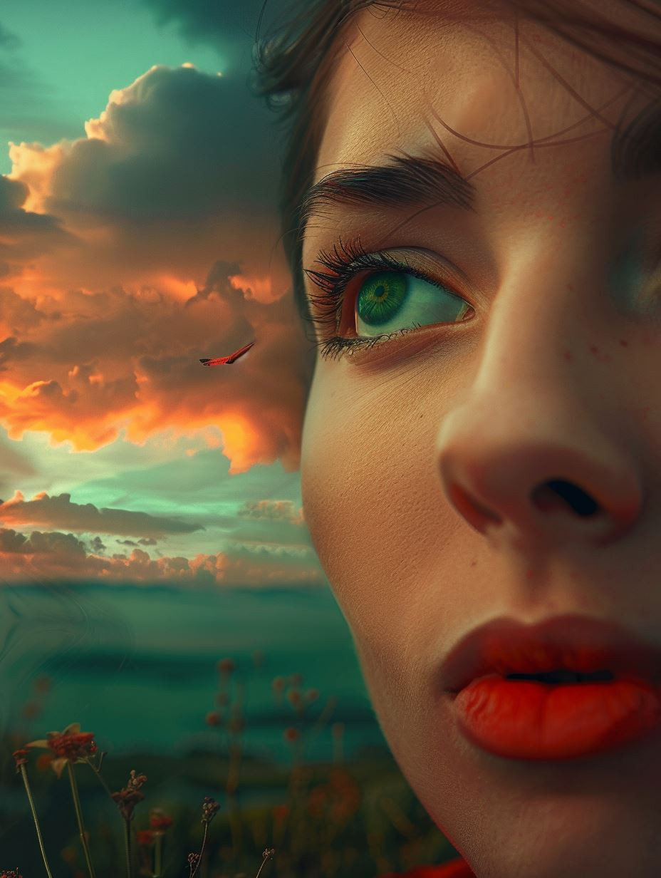 Ethereal Gaze at Golden Hour - Image 1