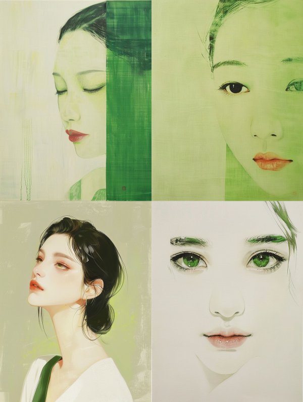 Emerald Visions: A Study of Feminine Grace