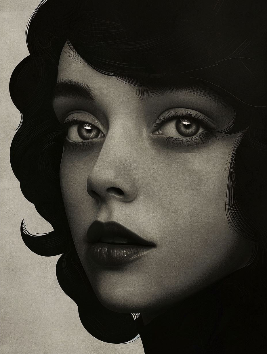 Shadowed Gaze in Monochrome - Image 2