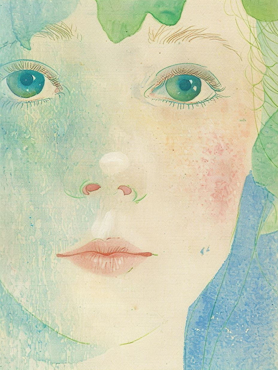 Ethereal Gaze: A Watercolor Quartet - Image 1