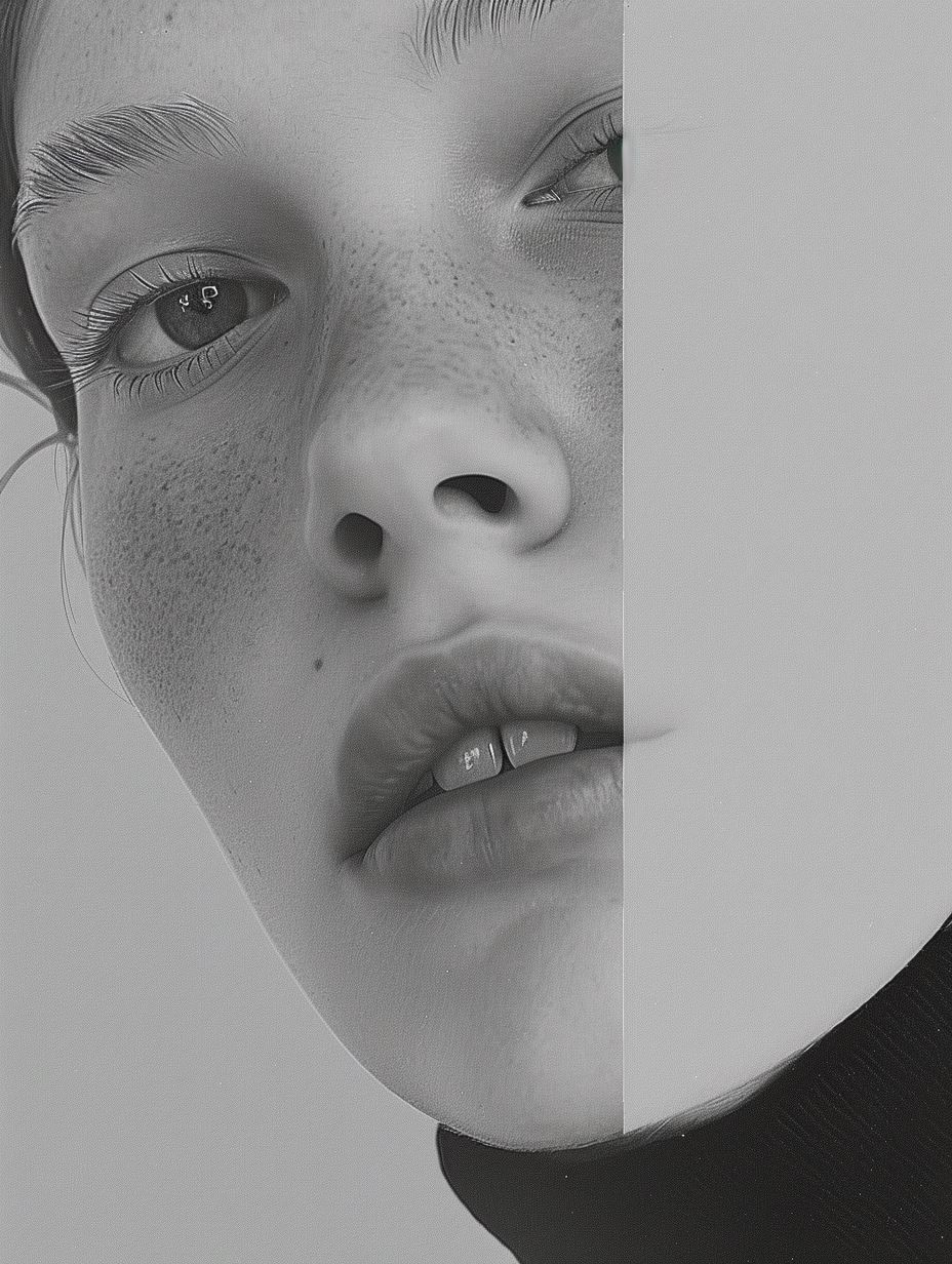 Monochrome Fragmented Portrait Study - Image 3
