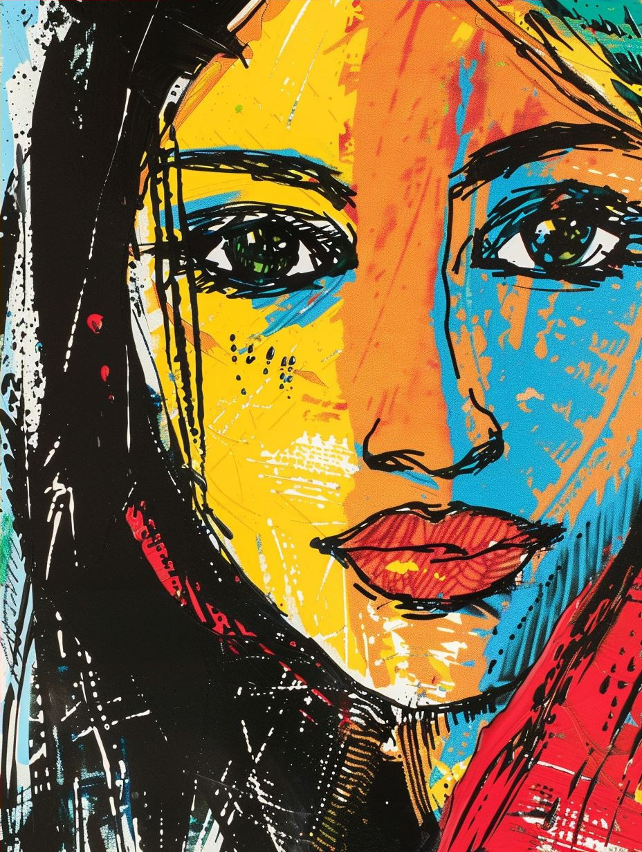 Vibrant Neon Expressionist Portrait - Image 4