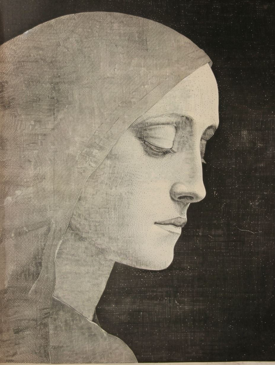Ethereal Stippled Portrait of Serenity - Image 1