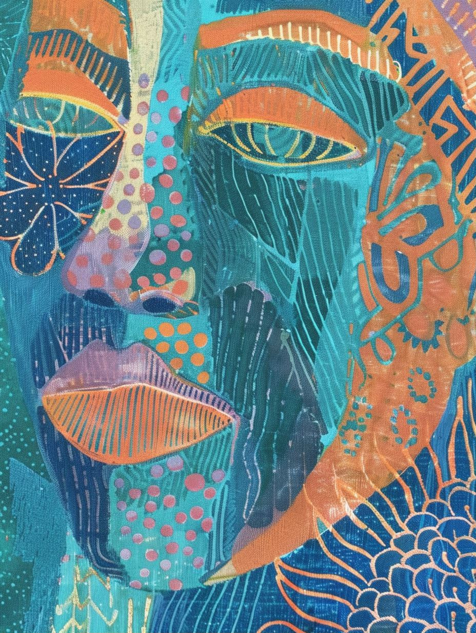 Abstract Faces in Vibrant Textures - Image 1