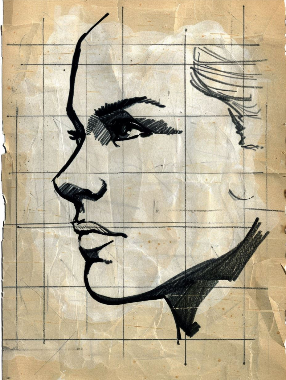 Vintage Sketchbook Portrait Studies - Image 4