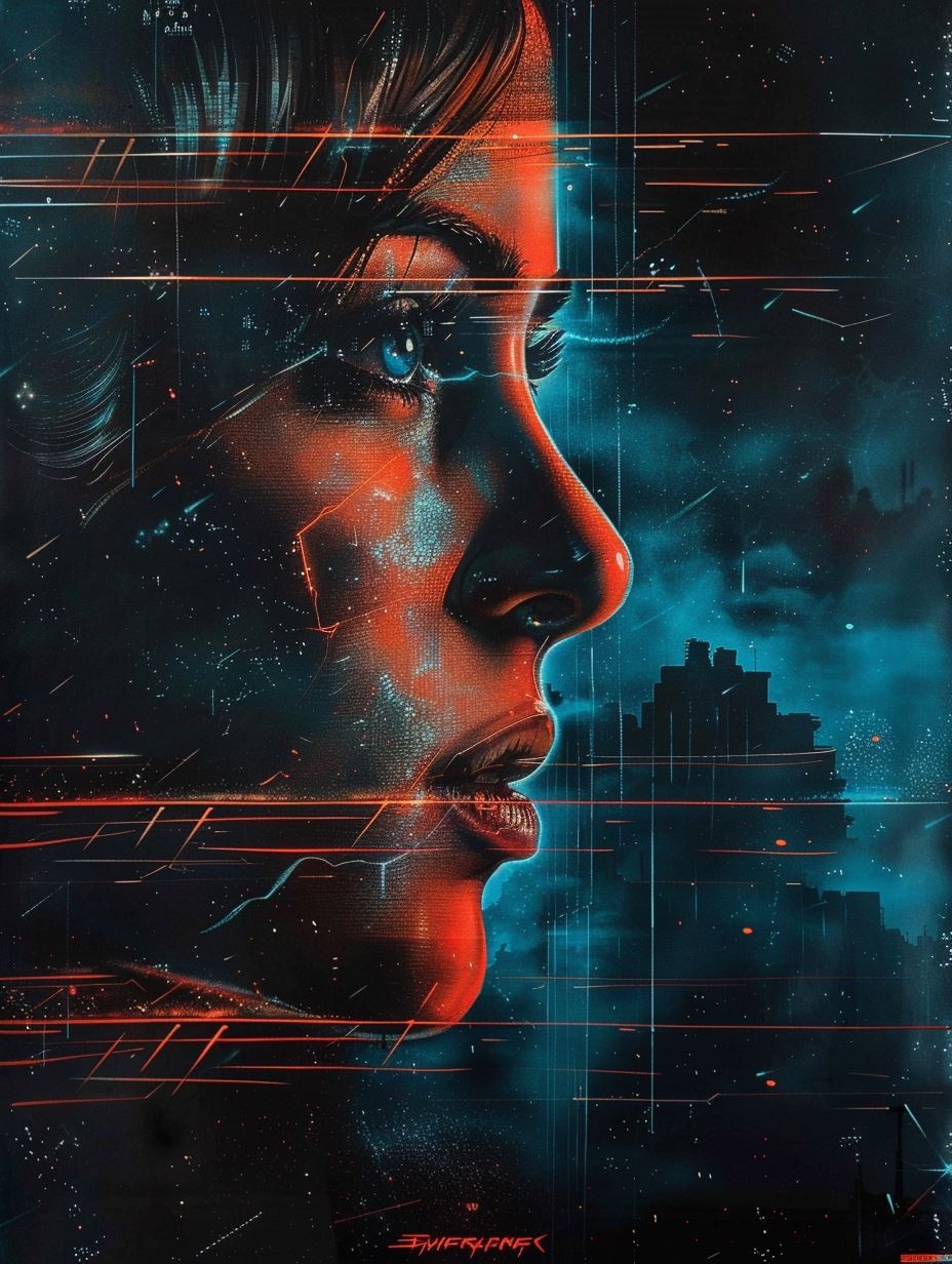 Neon Rain Cyberpunk Portrait - Image 3