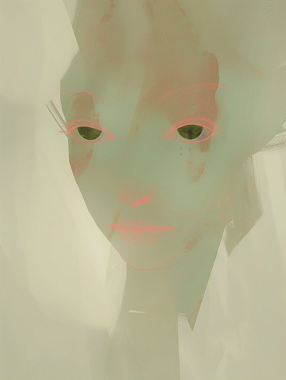 Ethereal Gaze in Pale Mist - Image 1