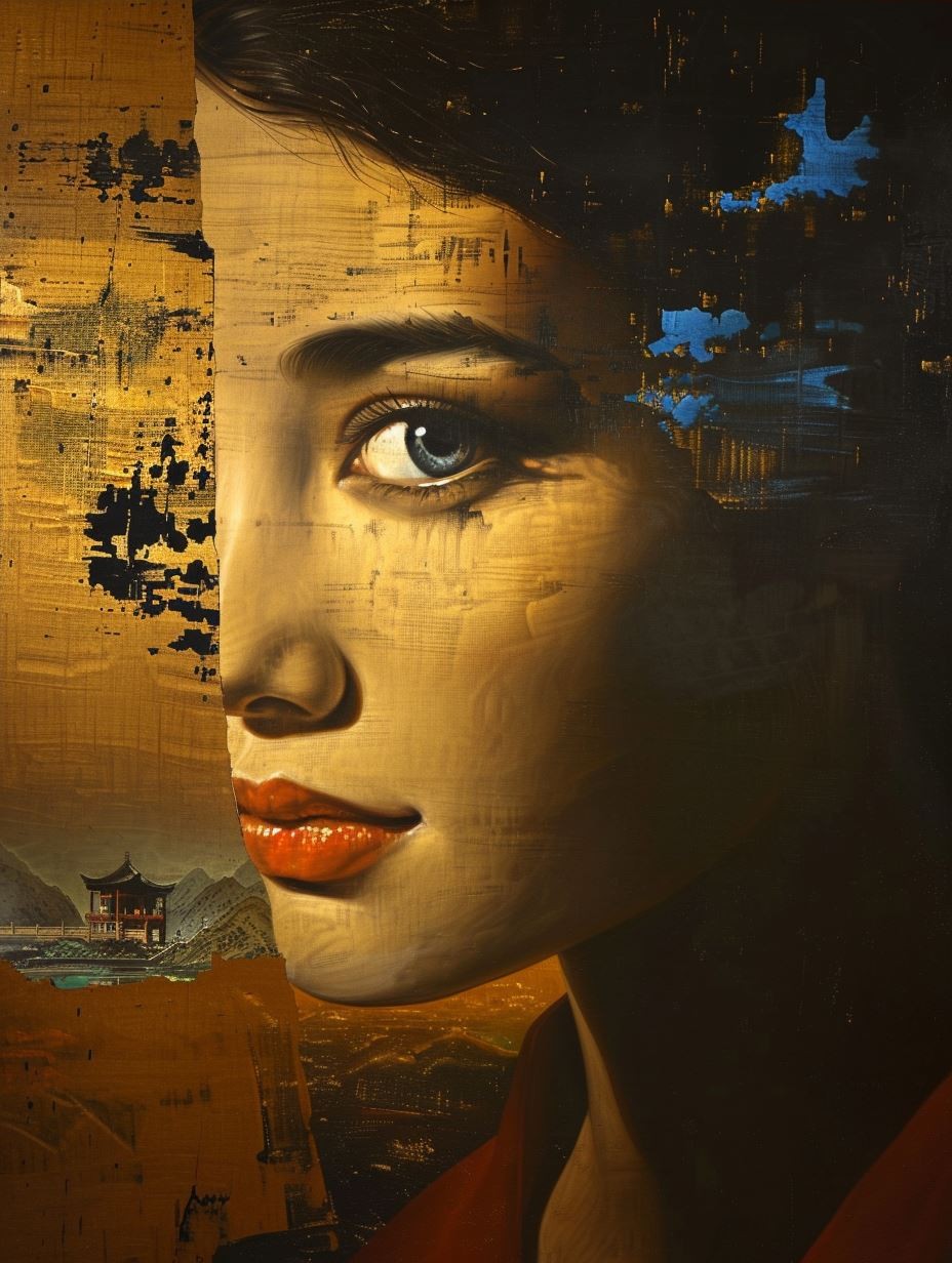 Ethereal Gaze in Ochre Tones - Image 4