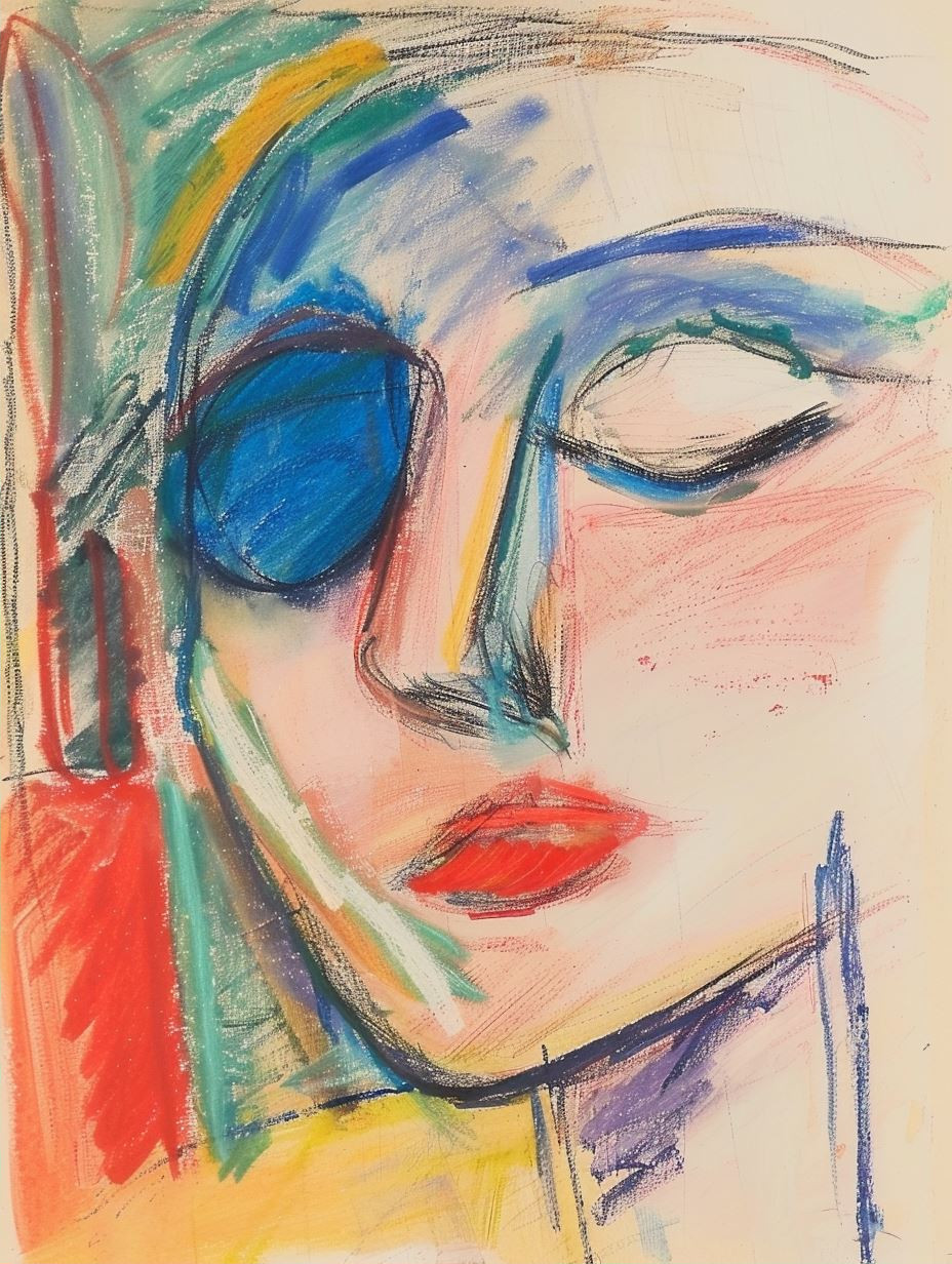 Vibrant Expressionist Pastel Portrait - Image 2