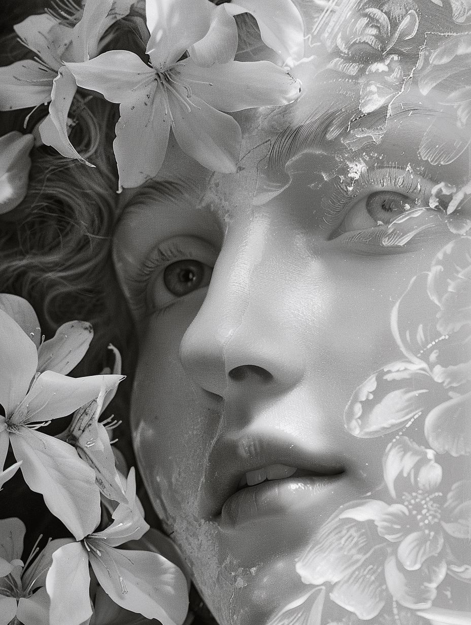 Ethereal Monochrome Floral Portraits - Image 4