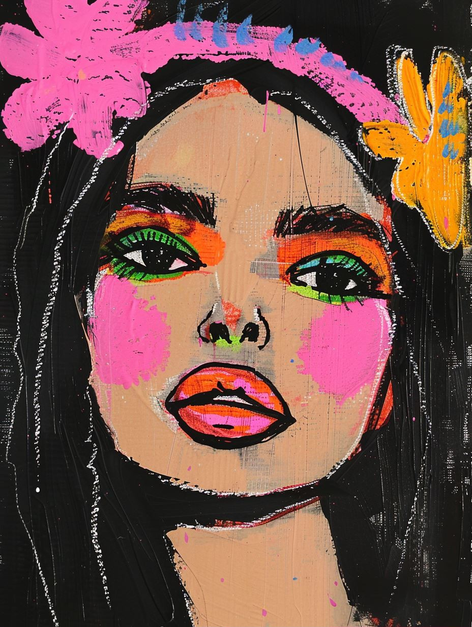 Vibrant Neon Portrait Art Study - Image 1