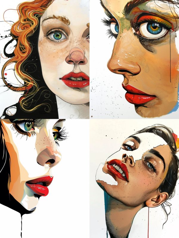 Vibrant Surrealist Female Portrait Collage