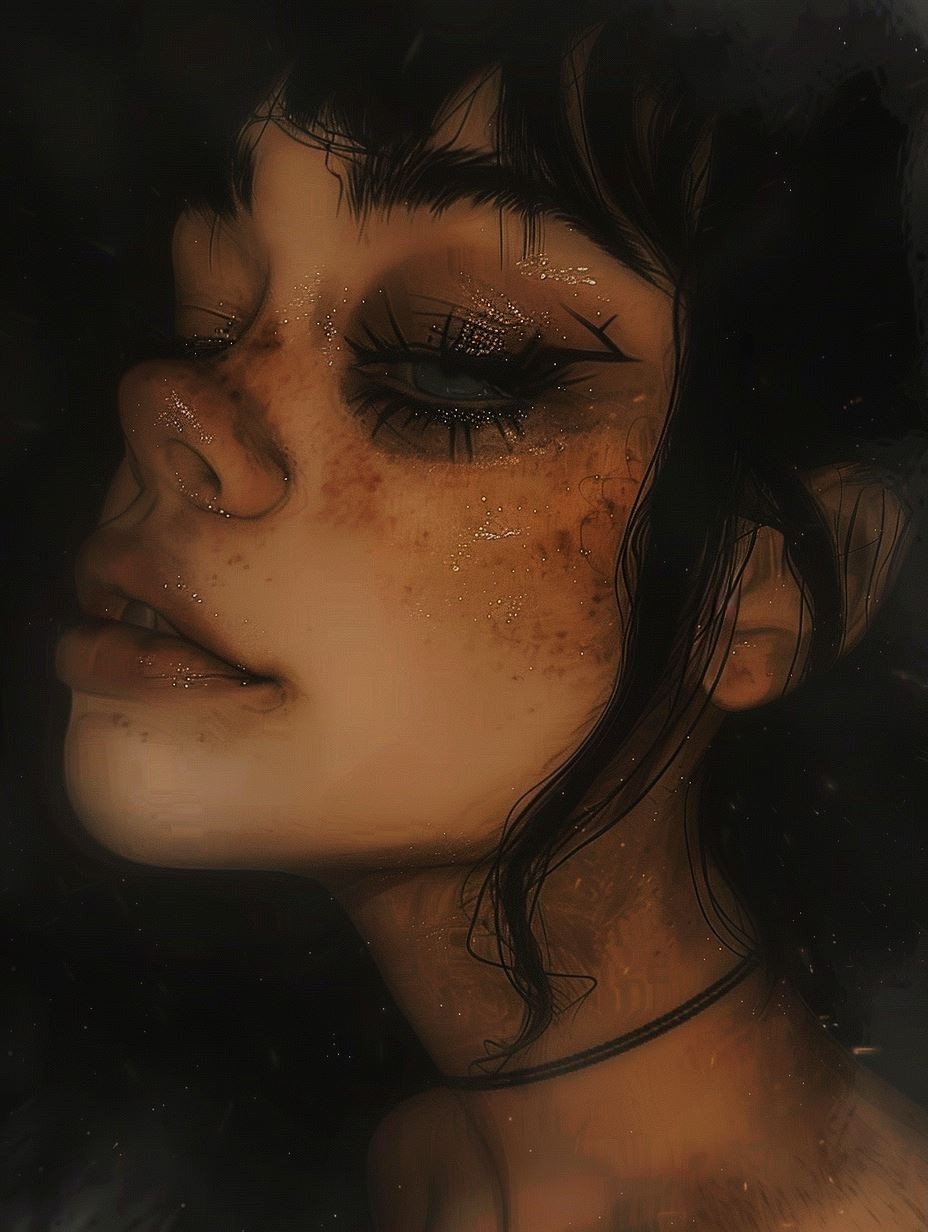 Ethereal Stardust Gaze Portrait - Image 1