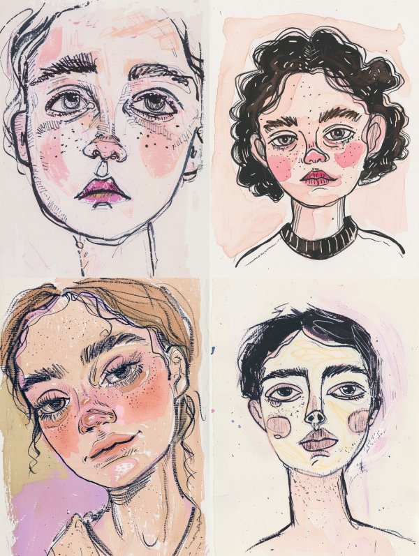 Whimsical Hand Drawn Portrait Studies