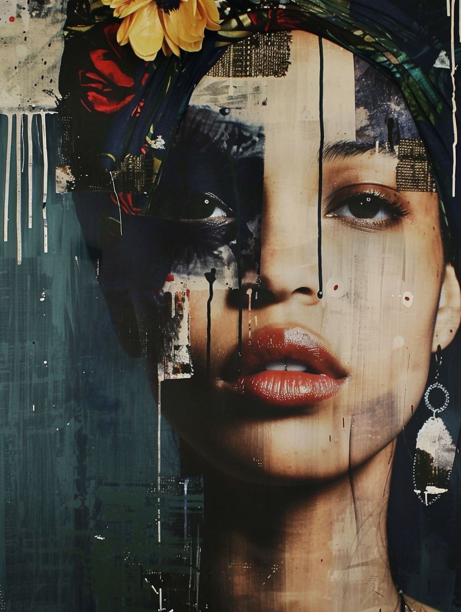 Fragmented Beauty Mixed Media Portrait - Image 4