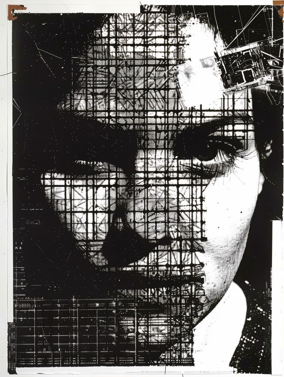 Fragmented Monochrome Digital Portrait