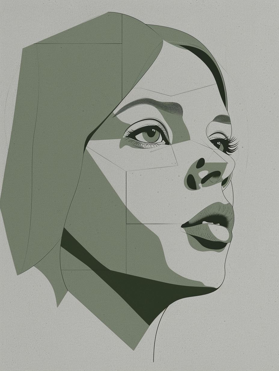 Geometric Green Portrait Studies - Image 2