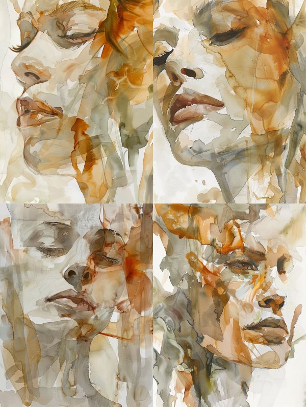 Ethereal Golden Watercolor Portraits