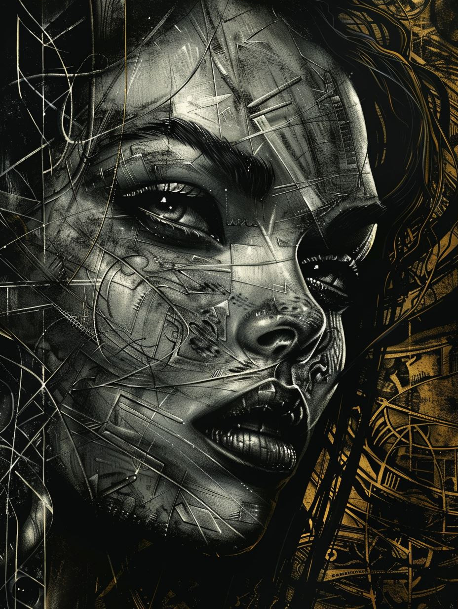 Gilded Shadows Noir Portrait - Image 3