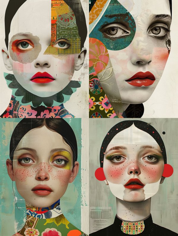 Abstract Mixed Media Female Portraits