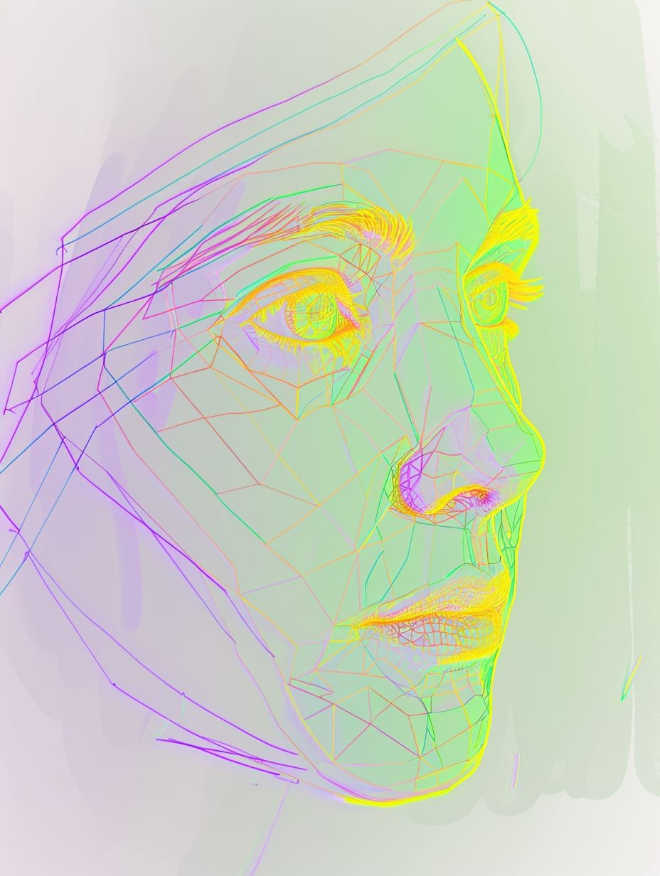 Prismatic Wireframe Portrait - Image 3