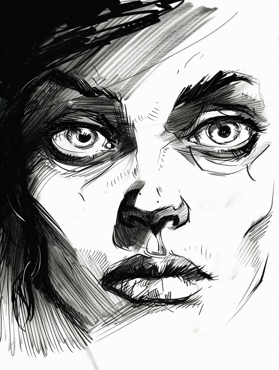Dramatic Ink Portrait Studies - Image 4