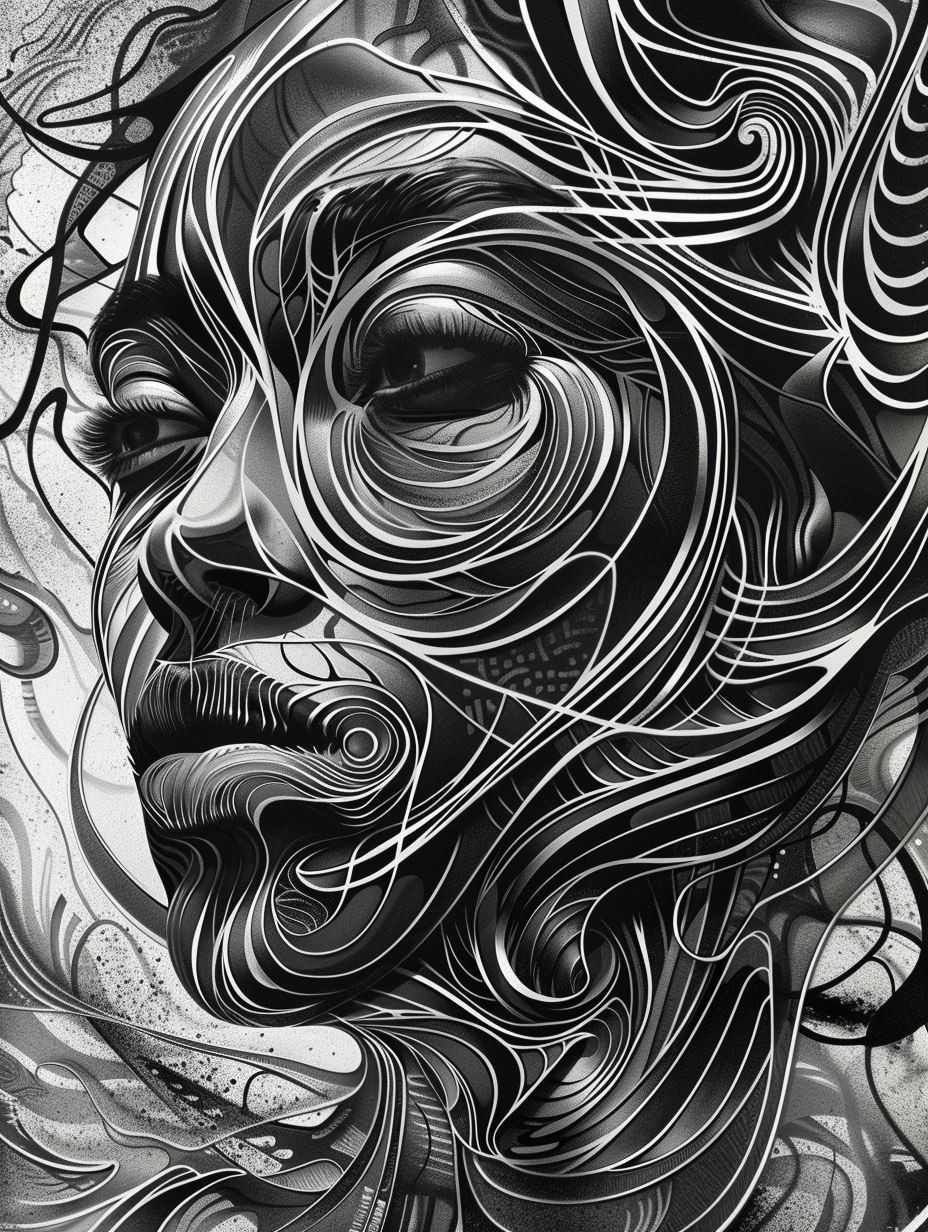 Surreal Monochromatic Fluid Portrait - Image 2