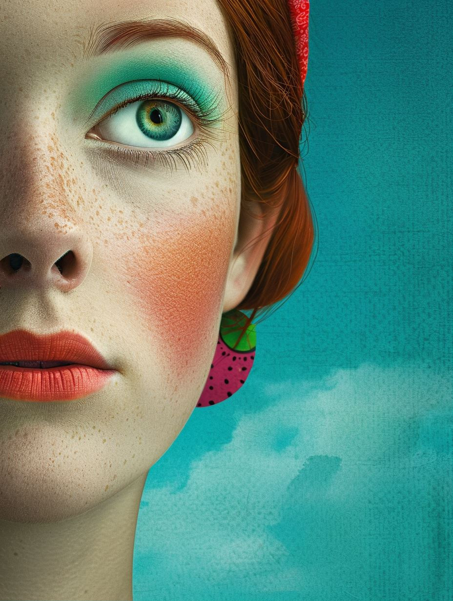 Vibrant Teal Surreal Portrait - Image 1