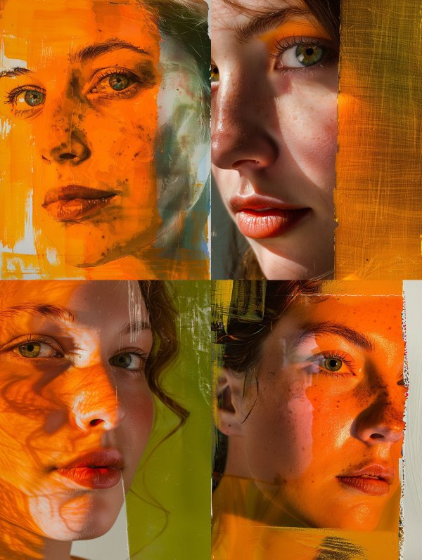 Fragmented Portraits in Amber Light