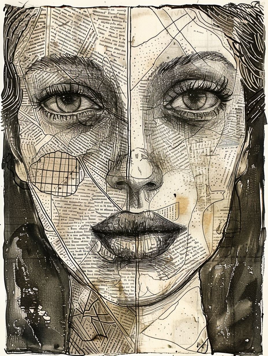 Fragmented Charcoal Portrait Studies - Image 1