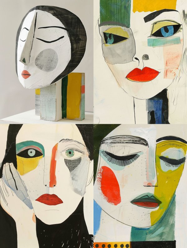 Abstract Cubist Facial Portraits